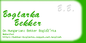 boglarka bekker business card